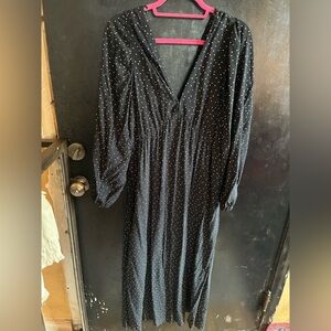 H & M Black Dot V-Neck Women's Dress M